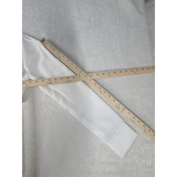 Pretty Little Thing White Satin Bardot twist front crop top women's blouse Sz 2 - Picture 6 of 12